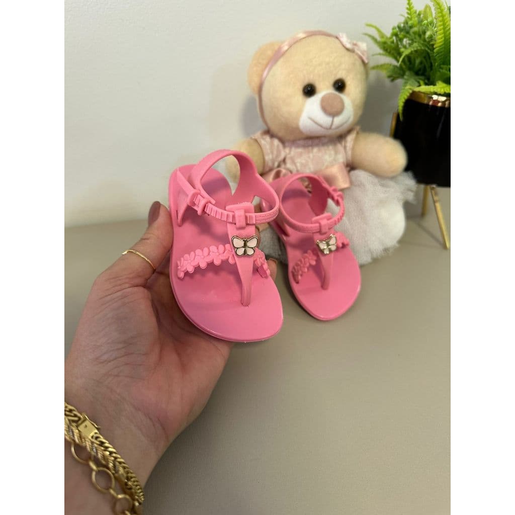 Sandália Menina Rasteirinha Infantil Feminina Borboleta fivela confortavel baby