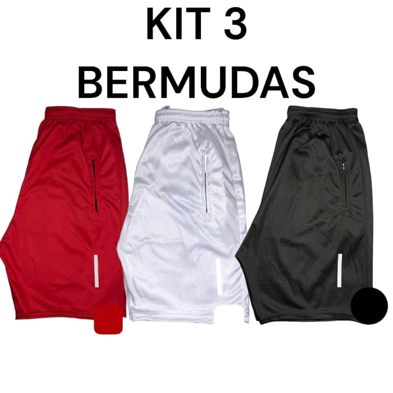 Kit 03 short masculino Bermudas Masculina C/ Bolso e Cordão!