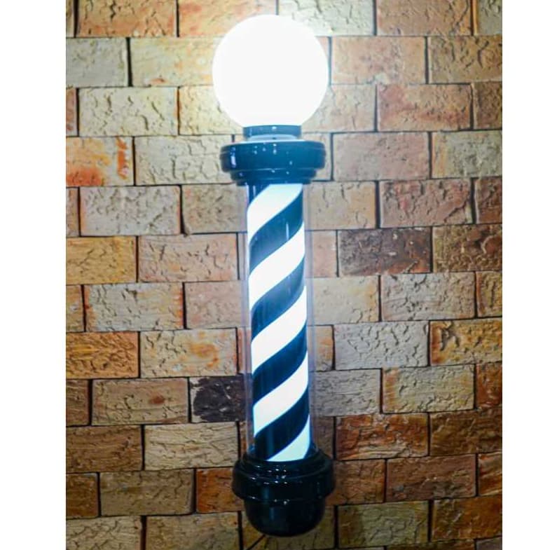 Barber Pole 90cm Com Globo Allblack Todo Preto Megan