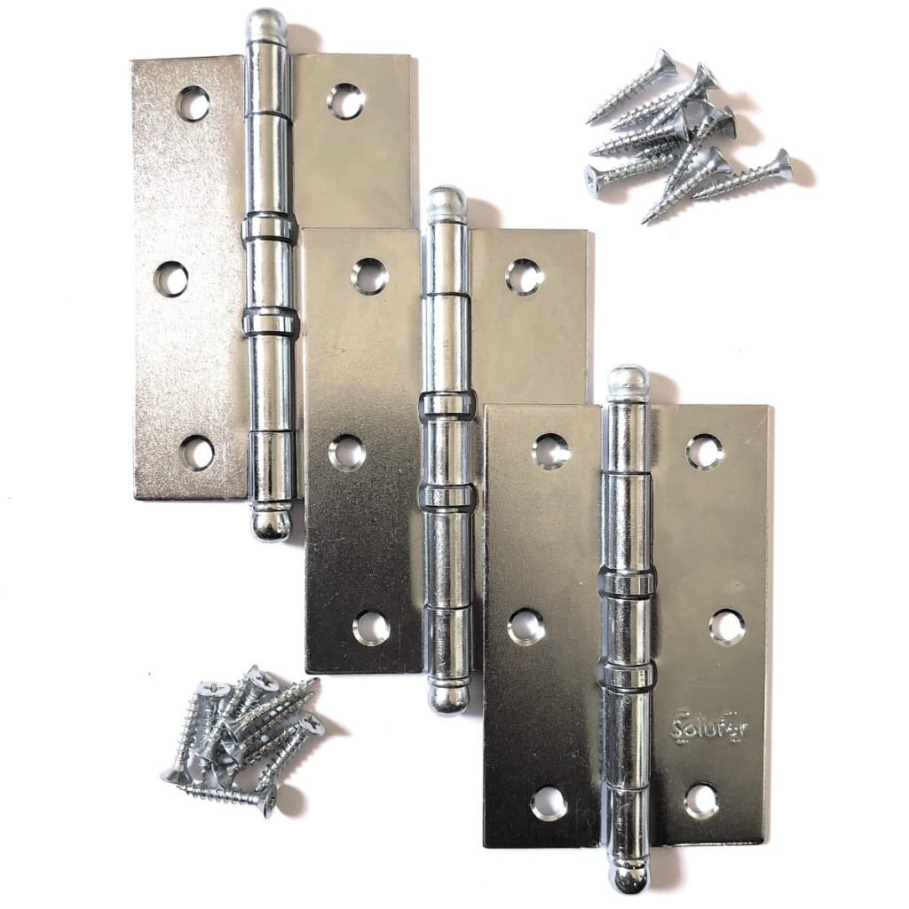 Dobradiça Porta Madeira C/anel 3,5 Kit Completo C/51 Und (Galvanizada - Prata - Zincada)