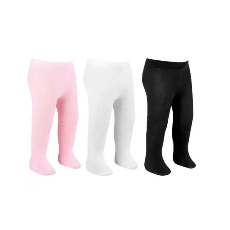 Meia Calça Algodão Bebê Selene Rosa Branco E Preto Liso