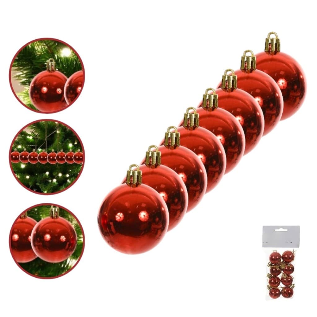 Pacote de Bolas de Natal Metálicas Final de Ano  81859001 Florarte Vermelhas Luxo 8 Peças de 3cm