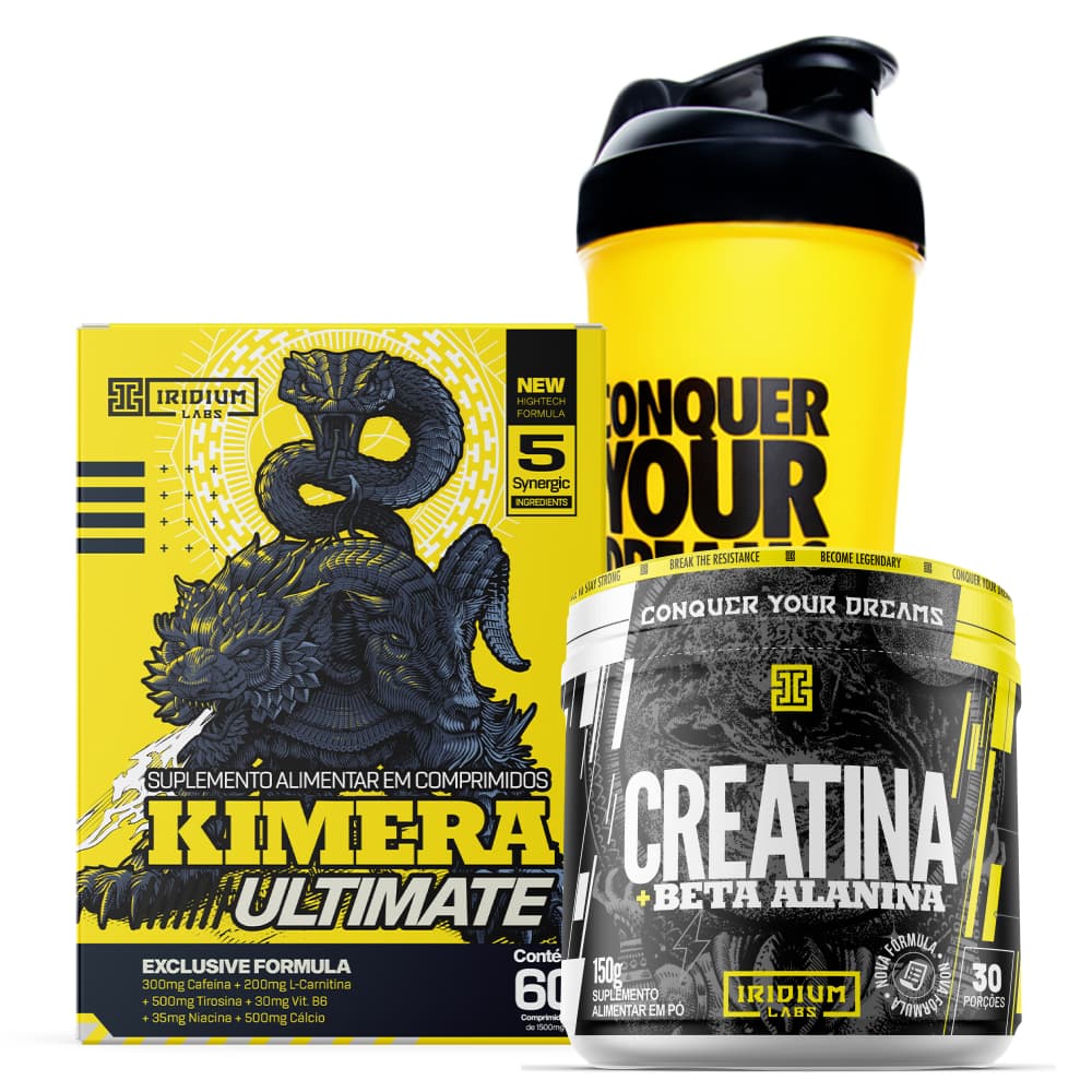 Kit Kimera Ultimate e Creatina com Beta Alanina e Coqueteleira