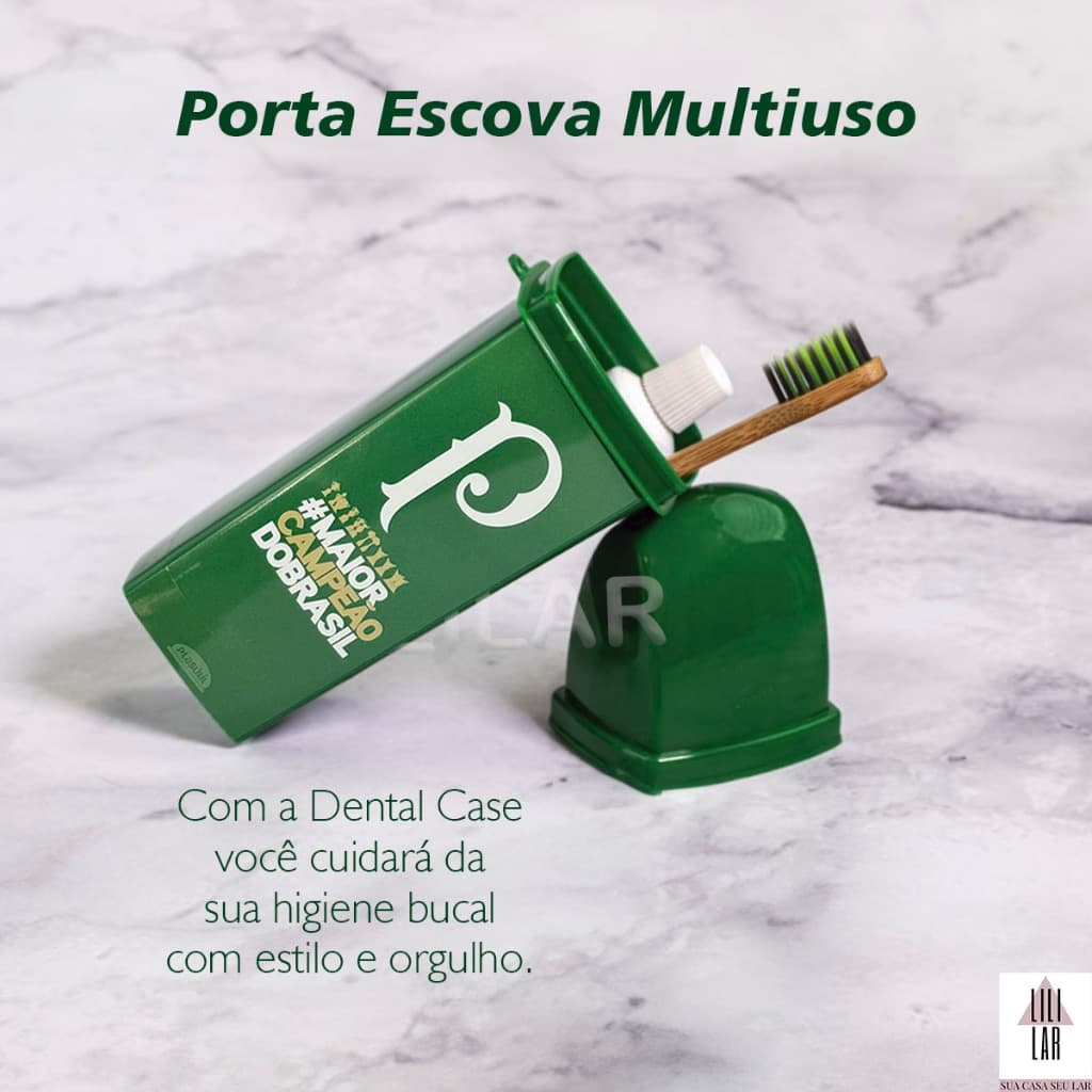 Porta Escova com Tampa do Palmeiras Oficial Box Multiuso