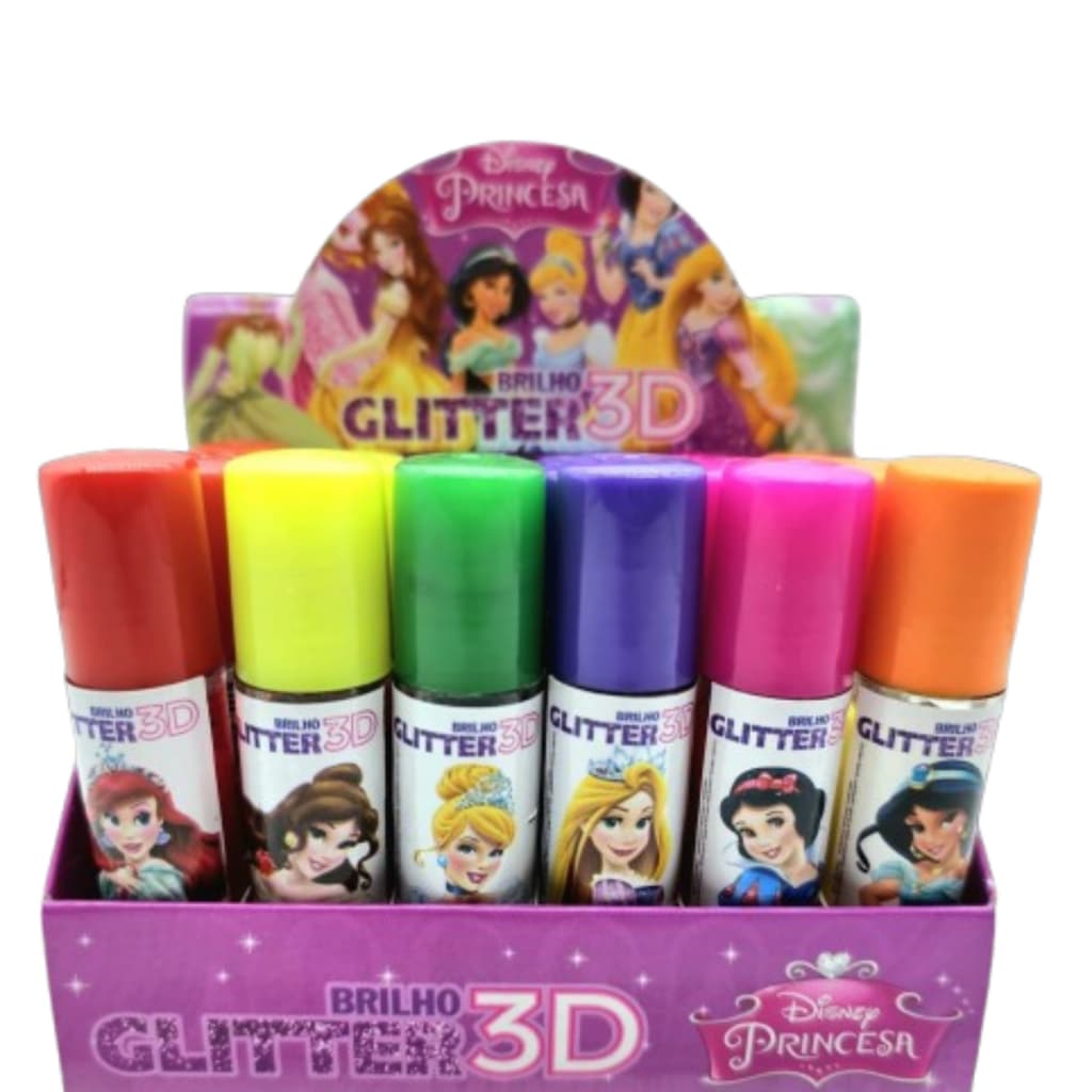 24 Brilho Labial Infantil Criança Princesa Com Gliter
