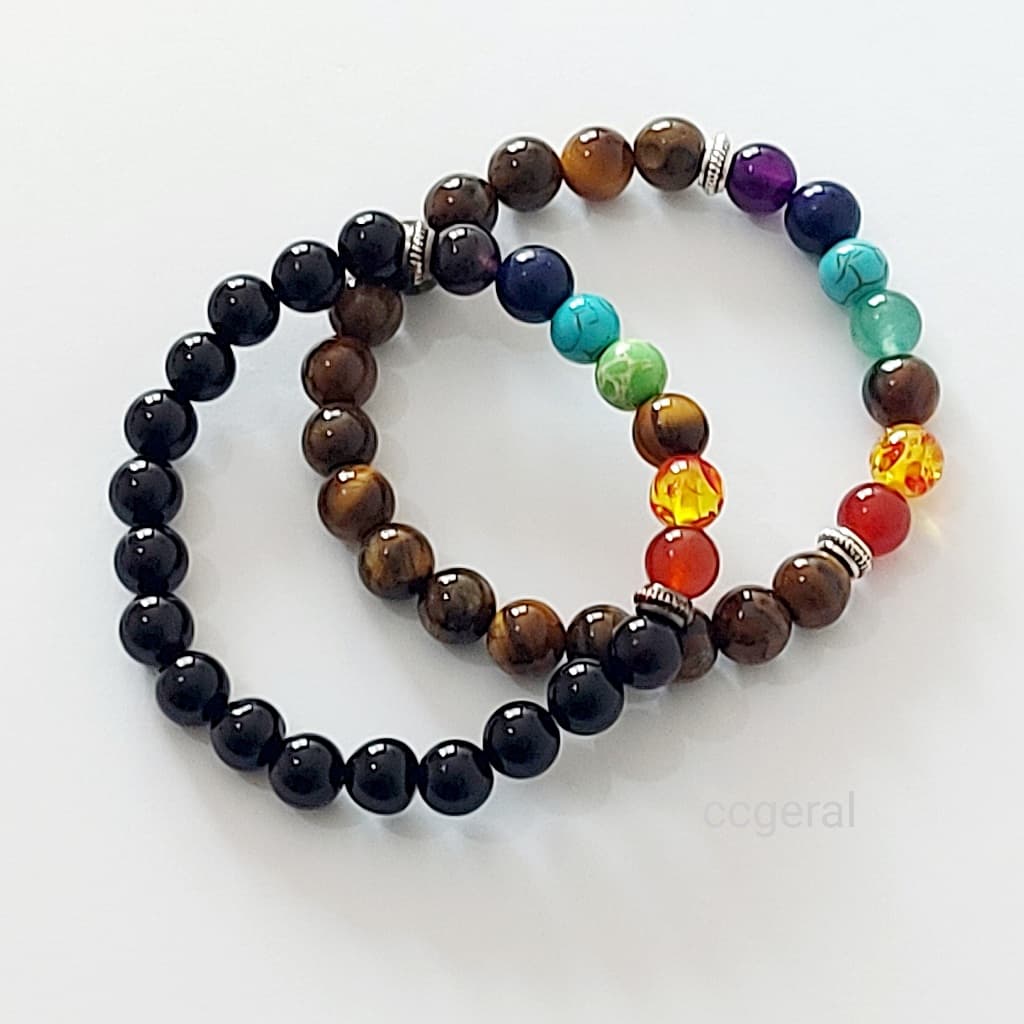 Pulseira dos 7 Chakras Pedras Naturais Pulseira Energética Masculino Feminino