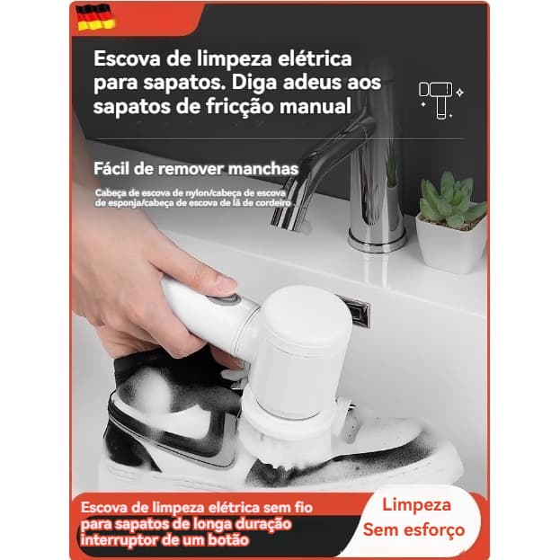 Escova Eletrica de Limpeza 5 em 1 Sem Fio Limpador Multiuso Pratico Para Cozinha , Banheiro