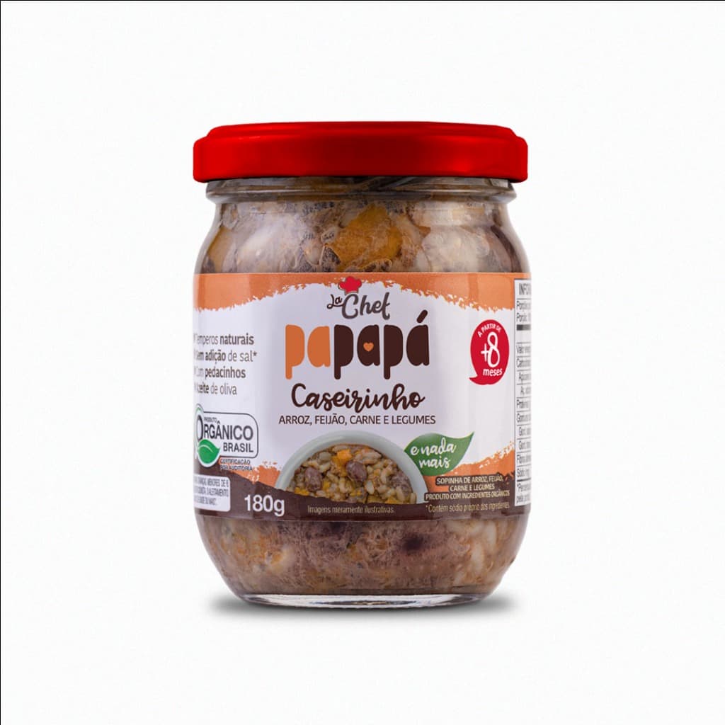 Caseirinho Orgânico Papapá Arroz Feijao Carne Legumes 180g
