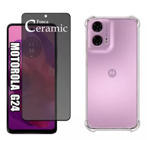 Kit Para Motorola G24 Película Fosca De Privacidade + Capa