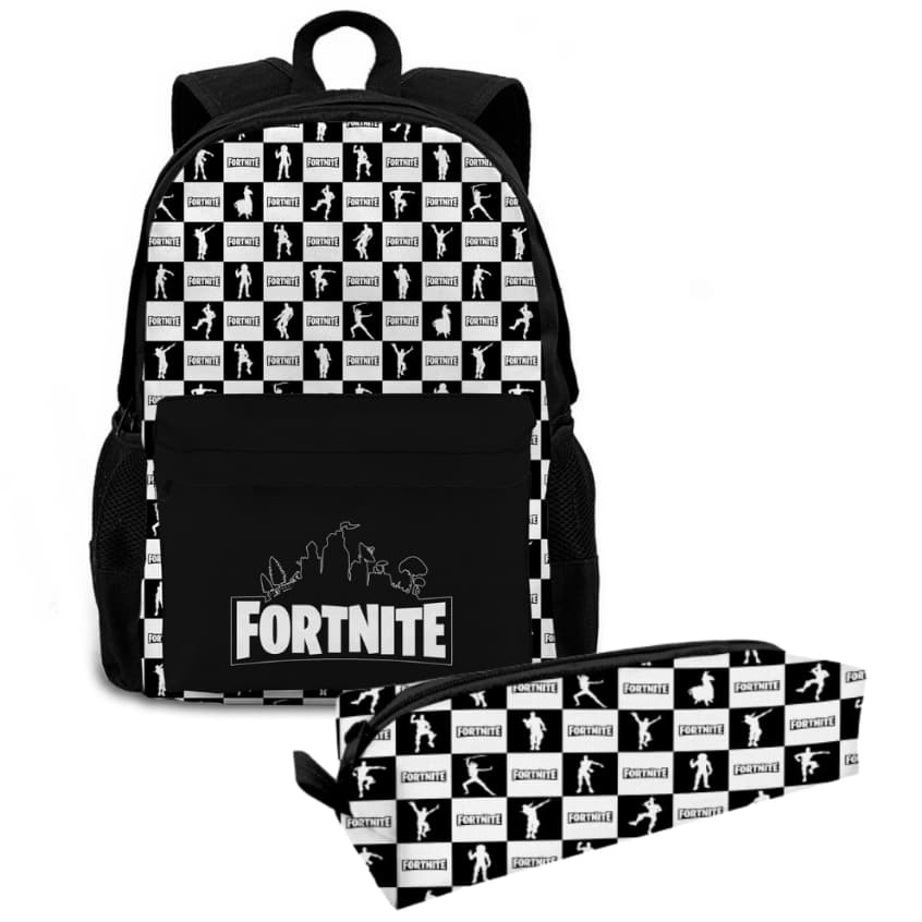 Bolsa Fortnite Escolar Com Estojo Infantil Mochila Reforçada Resistente Alça Ajustável Para Crianças