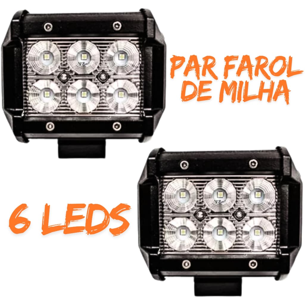 Kit Par Farol De Milha 6 Leds Quadrado 36v