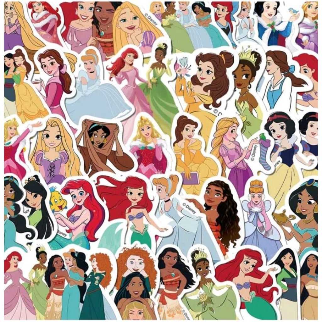 Kit com 50/100 Adesivos decorativos Impermeáveis de Princesas