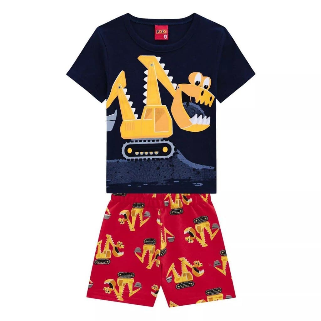 Conjunto Infantil Camiseta Manga Curta Retroescavadeira e  Bermuda KYLY (Conjunto Bebê)