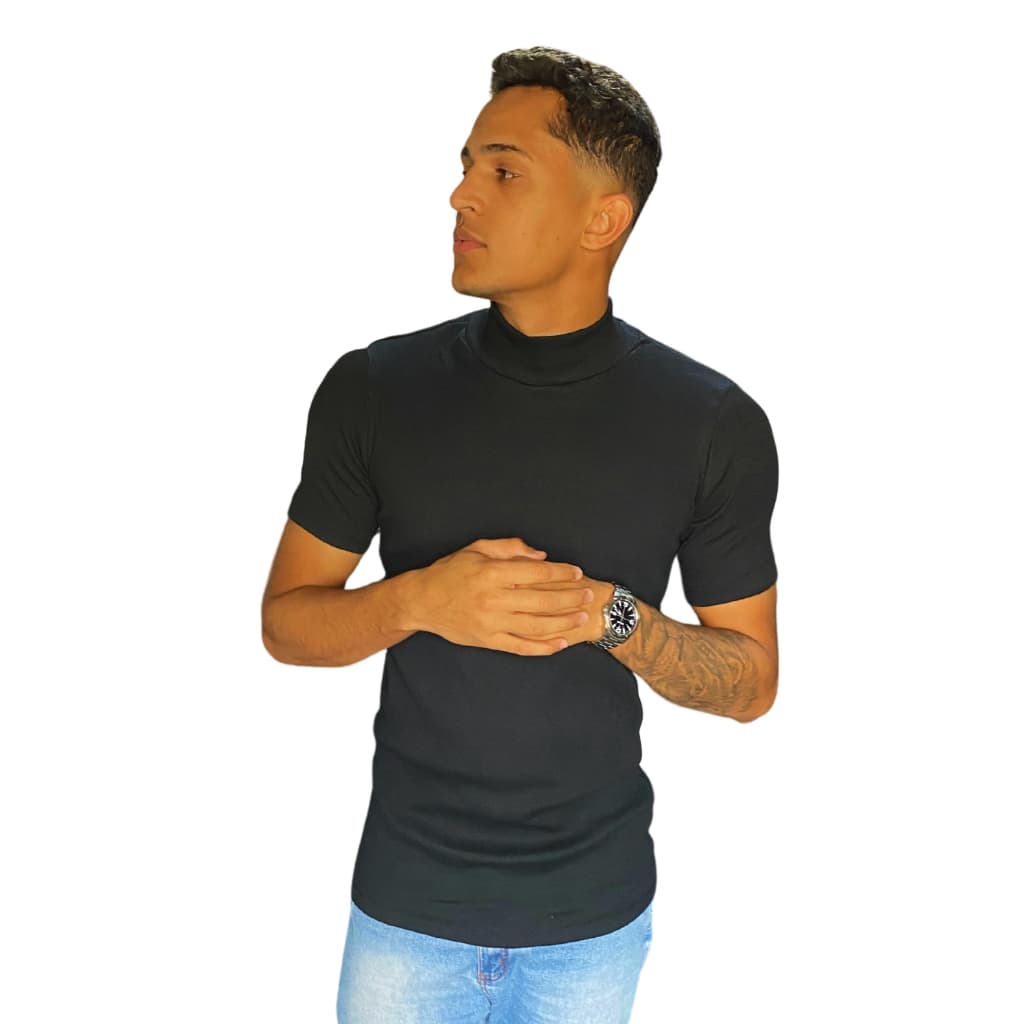 Camisa Masculina Canelada Gola Alta
