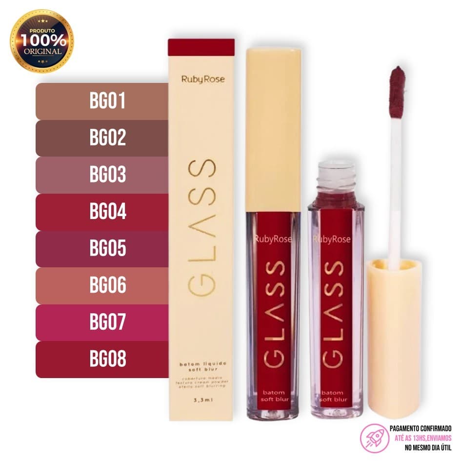 Batom Líquido Cremoso Soft BluR Glass da Ruby Rose