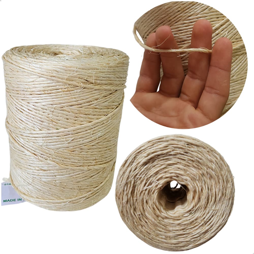 FIO SISAL LASIS 1MM 100M ARTESANATO ARRANHADORES DECORAÇÃO RUSTICA JUTA
