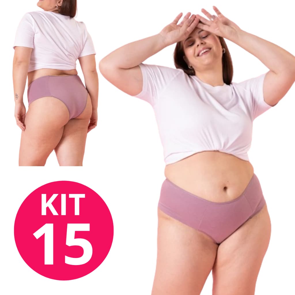 Kit 15 Calcinhas Ruth ATACADO PROMOÇÃO Conforto Feminina Microfibra Tanga Cintura Alta Lateral Dupla