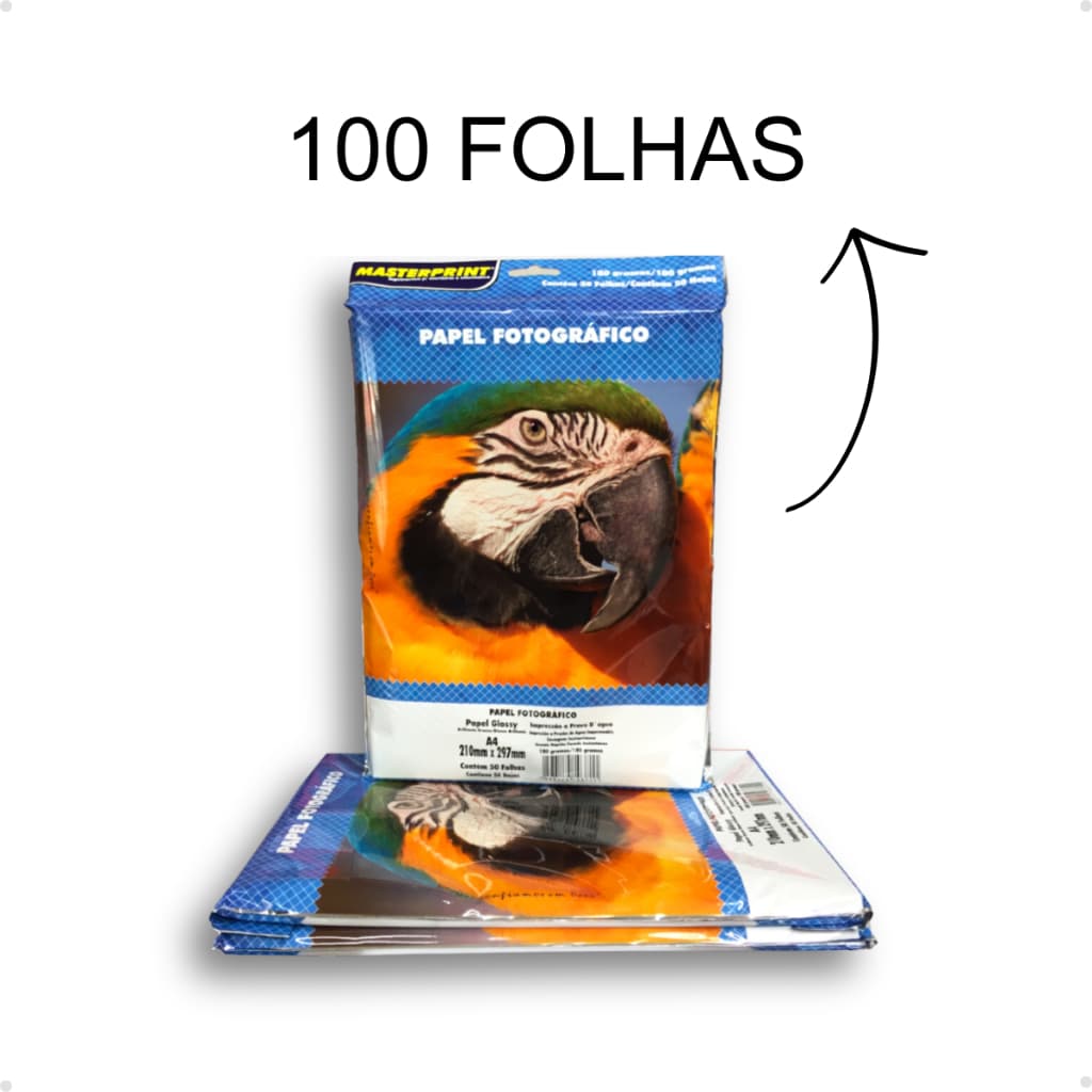 Papel Fotográfico 180 Gramas Glossy A4 50 folhas À Prova D'água Brilhante Premium  MASTER PRINT