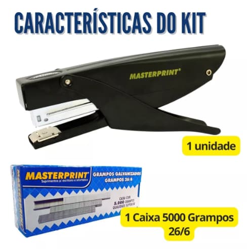 Grampeador Alicate Para Delivery Metal Com 5000 Grampos Masterprint