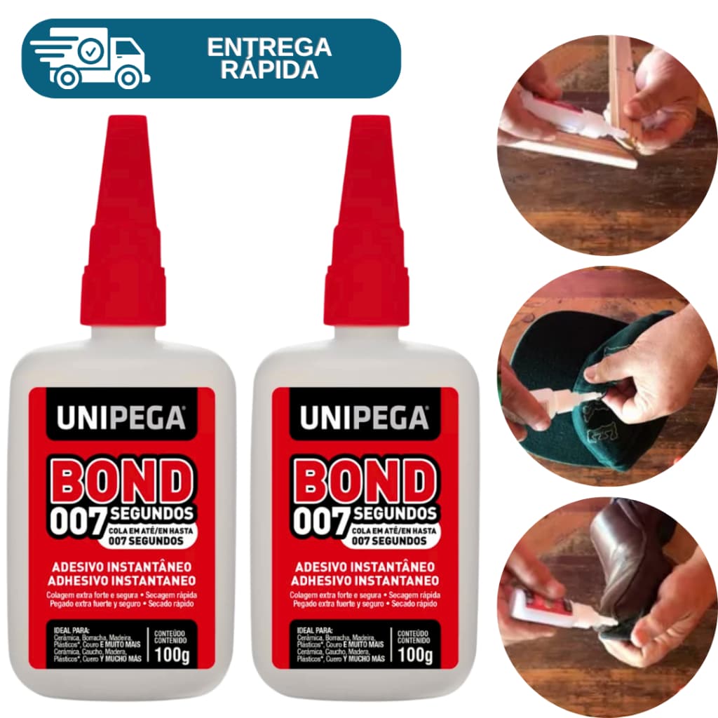 Kit 2 Cola Instantânea Adesivo Super Bond 007 Segundos Líquido Unipega Extra Forte Secagem Rápida