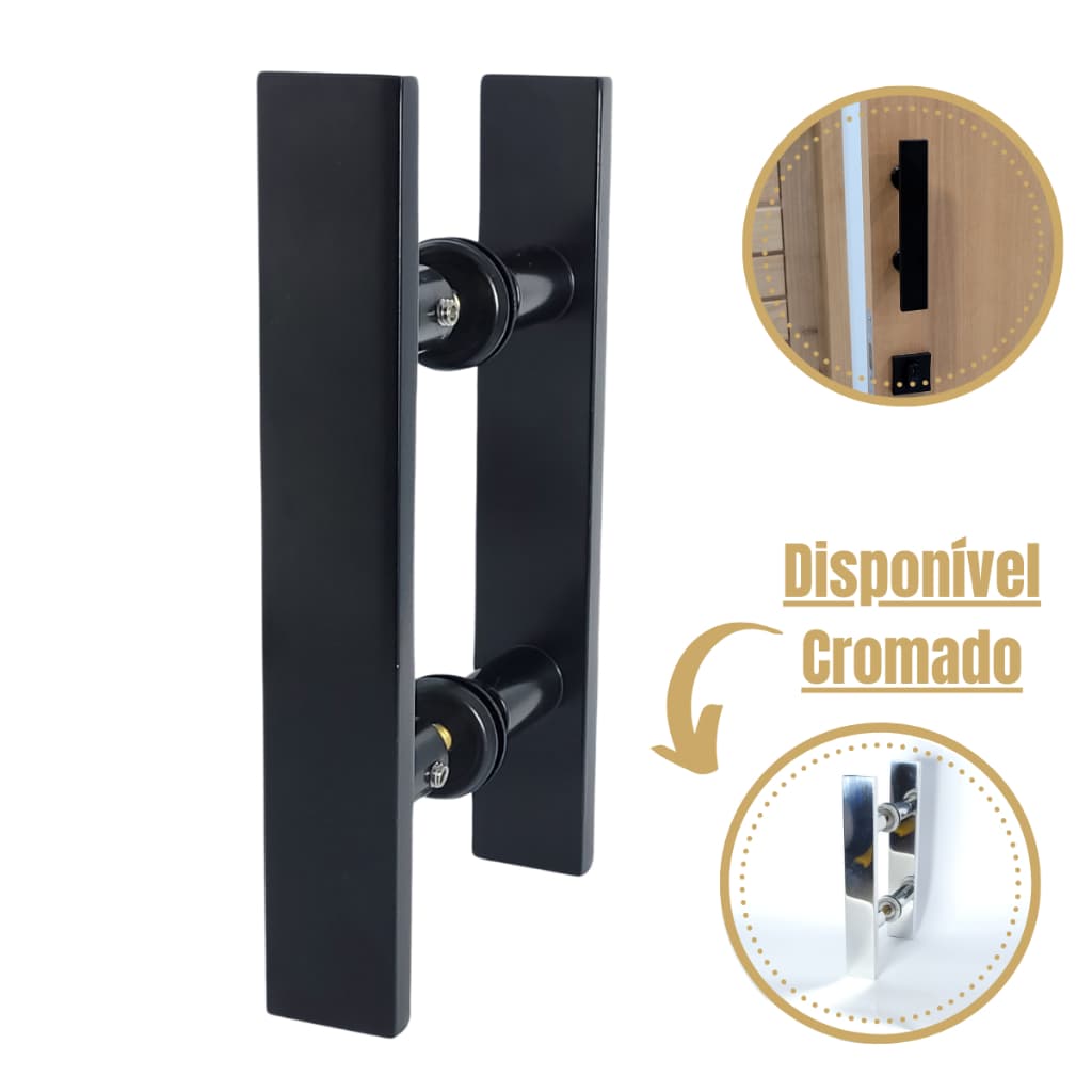 Puxador para porta de Madeira Preto Barra chato reto 20cm Quadrado Pegador Puchador porta vidro/aço