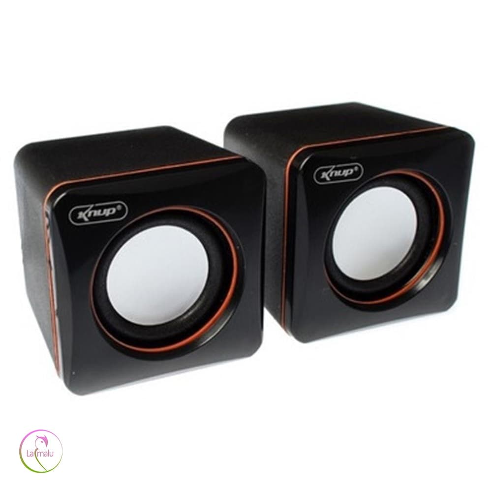Caixa de Som KNUP para PC/Notebook 6w KP-600 USB e P2 - Preto e Laranja