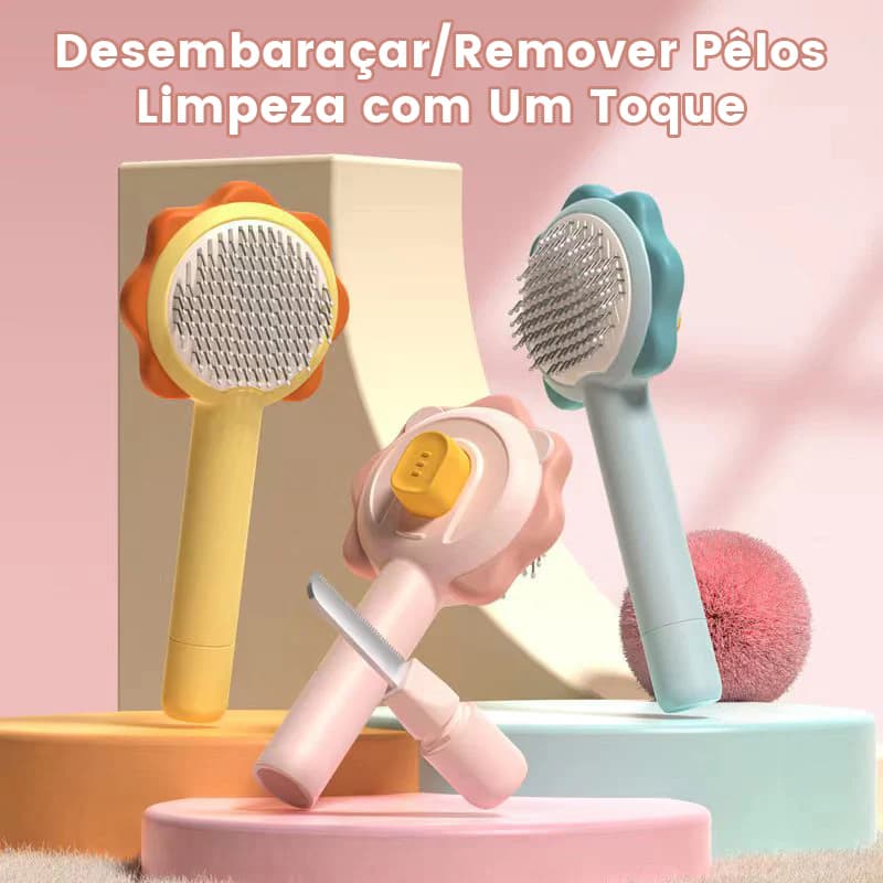 PETTALK Escova Removedora 2 EM 1 Tira Pelos Dos Pets Cães E Gatos-FLORAL