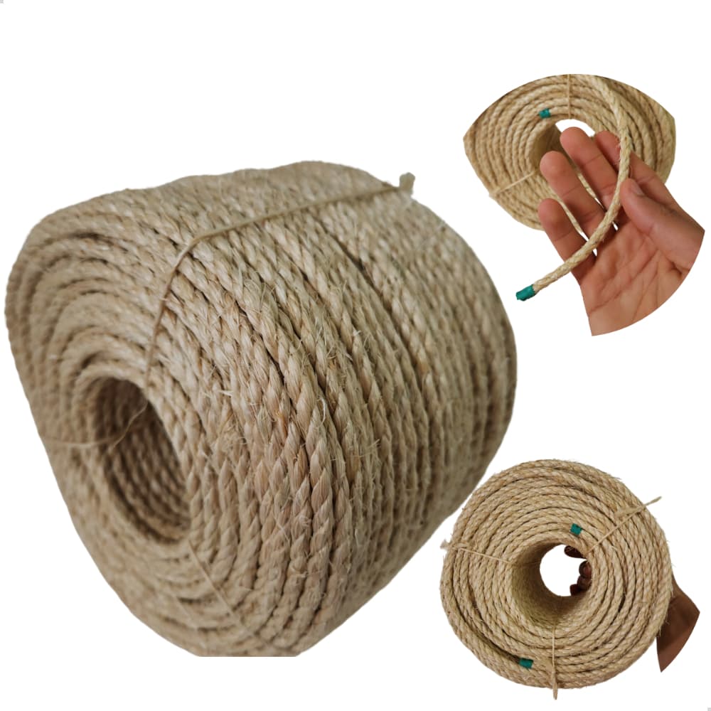 CORDA DE SISAL LASIS 6MM 100M ARTESANATO ARRANHADORES DECORAÇÃO RUSTICA JUTA