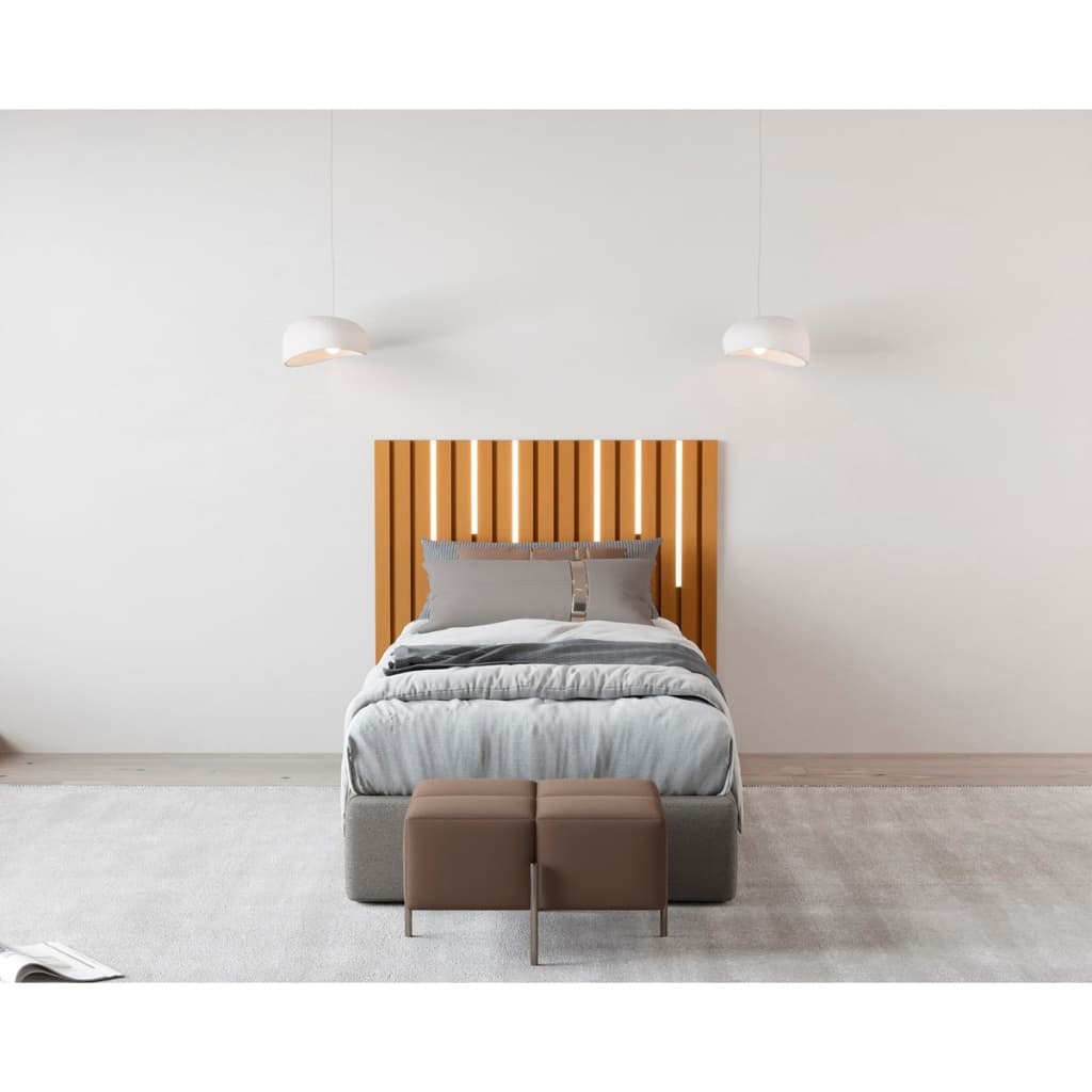 Cabeceira Ripada Nature com e sem LED para Cama Box Solteiro 109CM