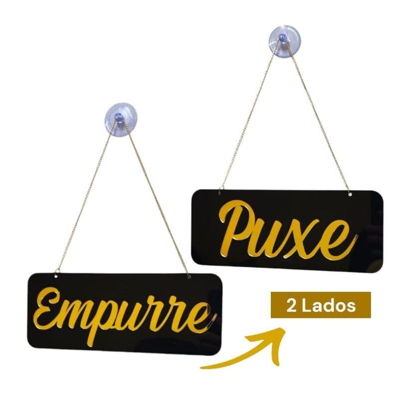 Placa de Sinalização Puxe e Empurre Com Ventosa