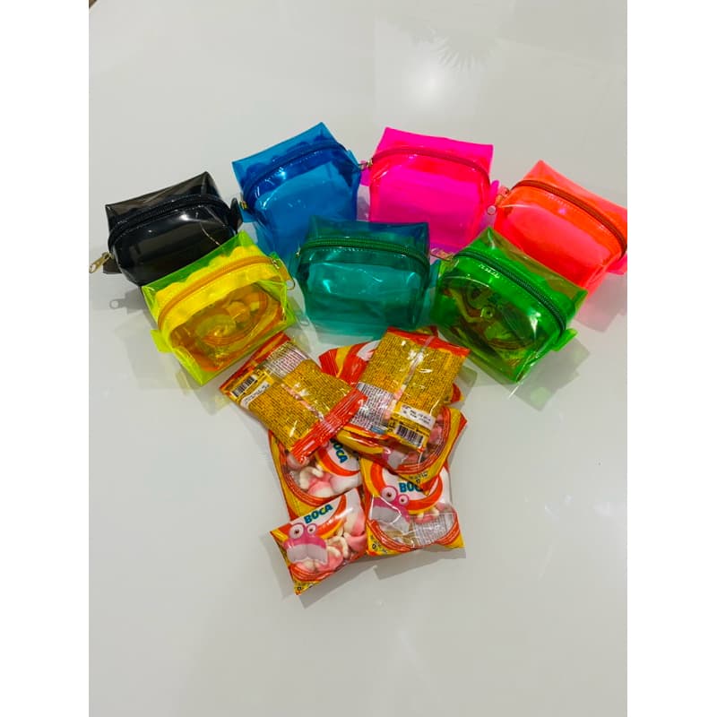 30 unidade de Mini Necessaire Box, PVCNeon compacta, várias cores lindas e alegres /Festas/aniversário/casamento/eventos