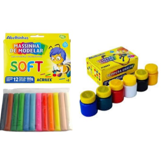 Kit Massinha de Modelar e Tinta Guache ACRILEX
