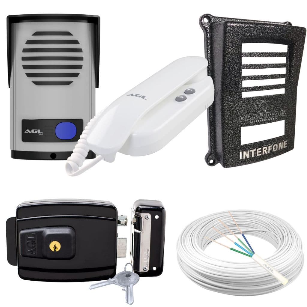 Kit Interfone Residencial AGL com Alimentação no Painel de Rua Modelo P10S