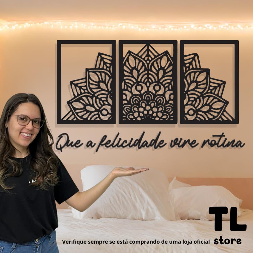 Kit Quadros Decorativos Vazados Mandala Mdf Decoração Casa Sala Quarto Escritório