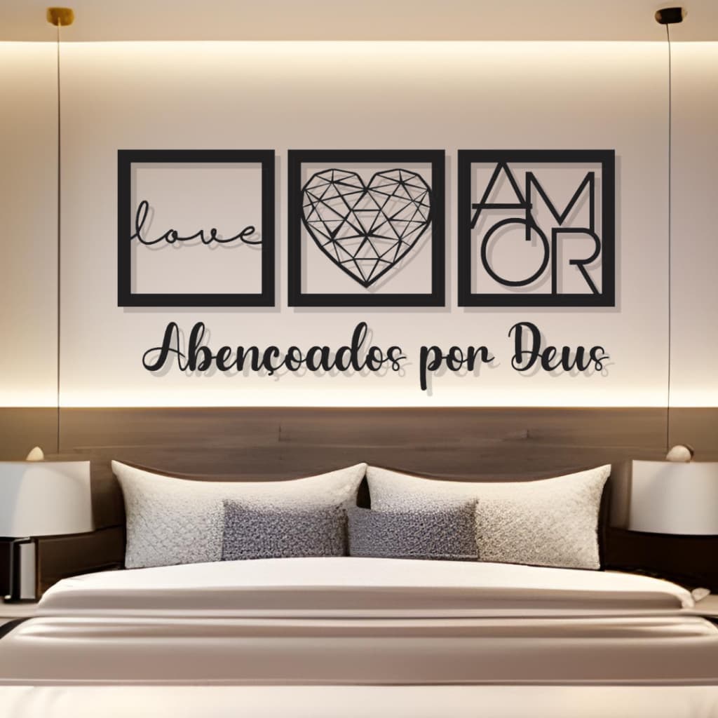Quadros Decorativos Quarto Kit Quadros para Sala Quarto + Frase Decoração