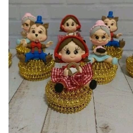 5 Porta Jóias Chapeuzinho Vermelho em biscuit