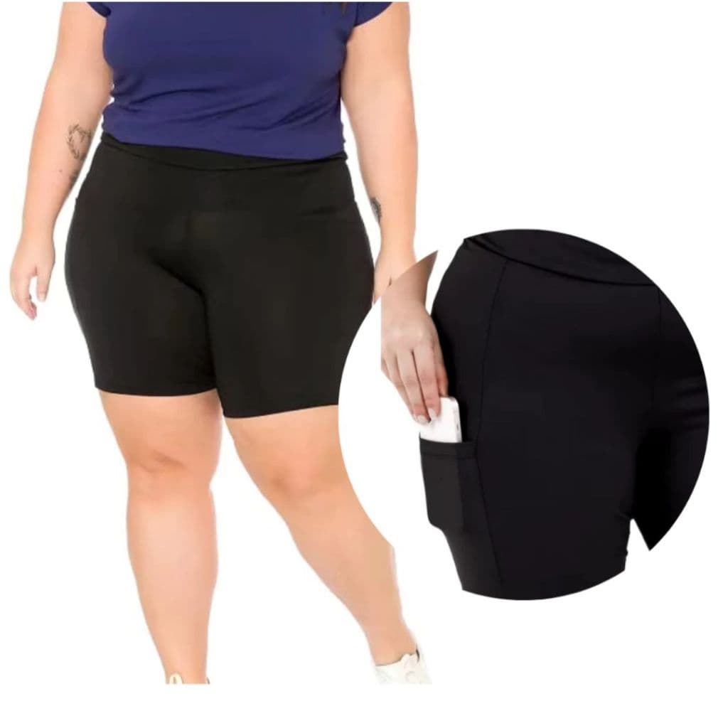 Shorts Plus Size Com Bolso Lateral Treino GG ao G3