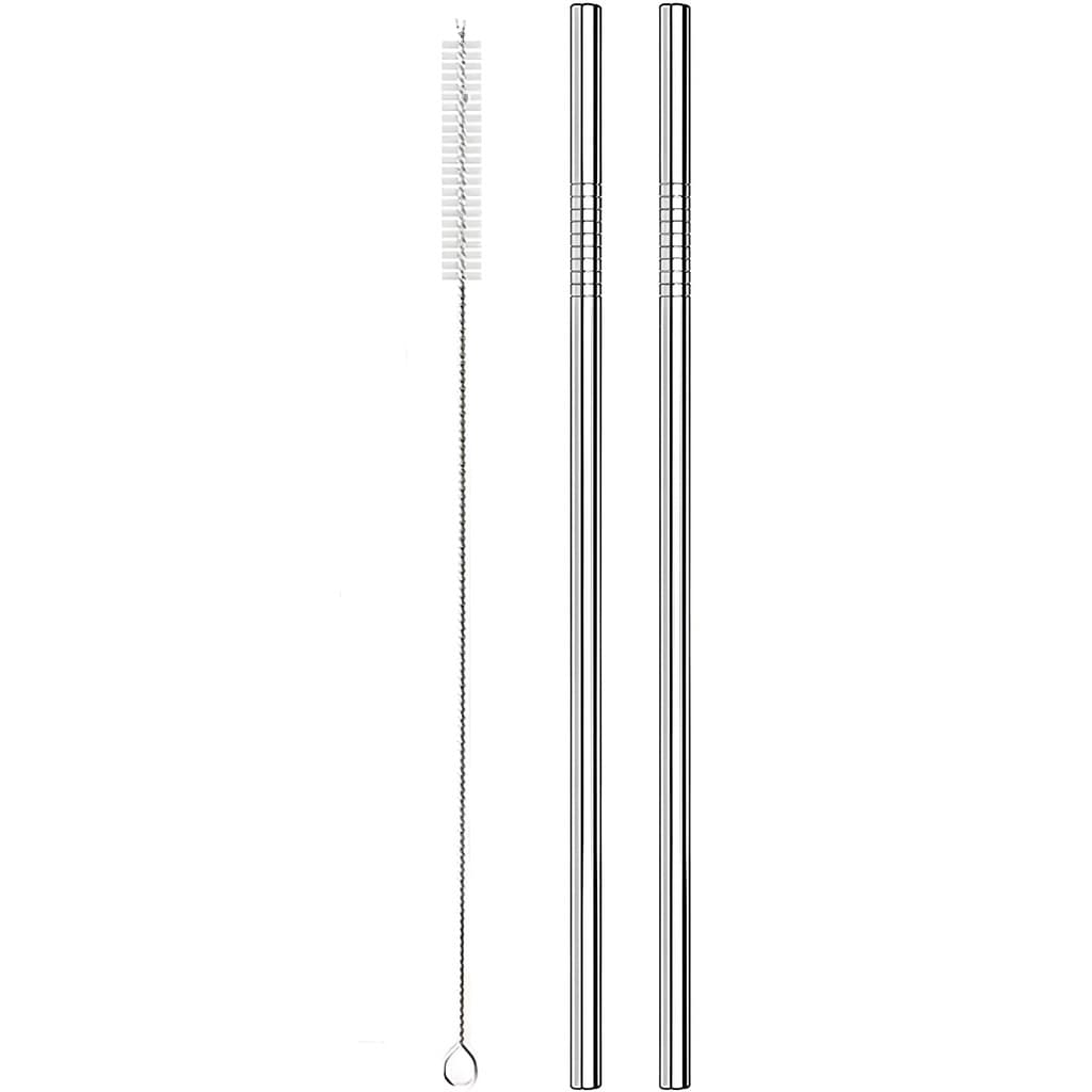 KIT 2 CANUDOS RETO EM INOX REUTILIZÁVEL + ESCOVA DE LIMPEZA