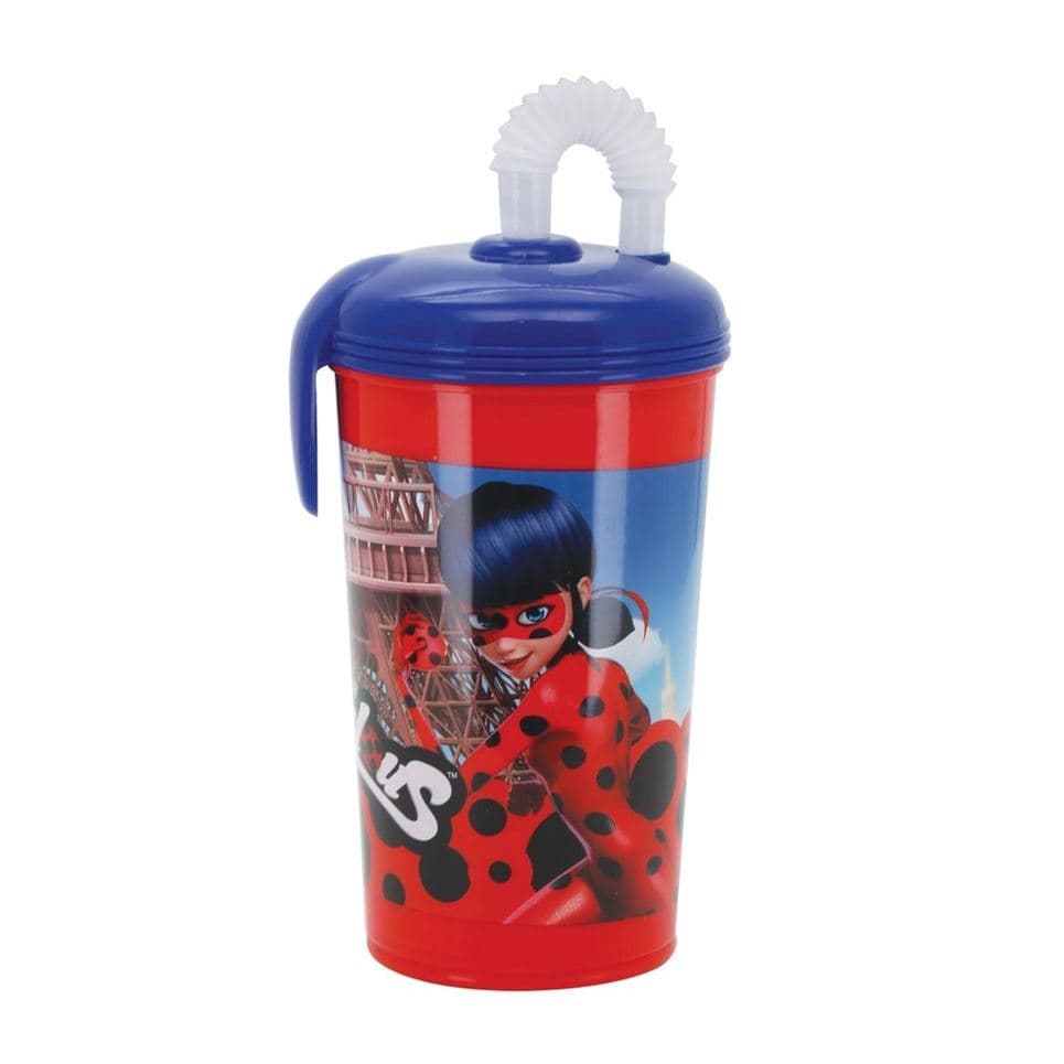 Garrafa Copo Infantil LadyBug Miraculous - 450 ml Garrafinha Divertida