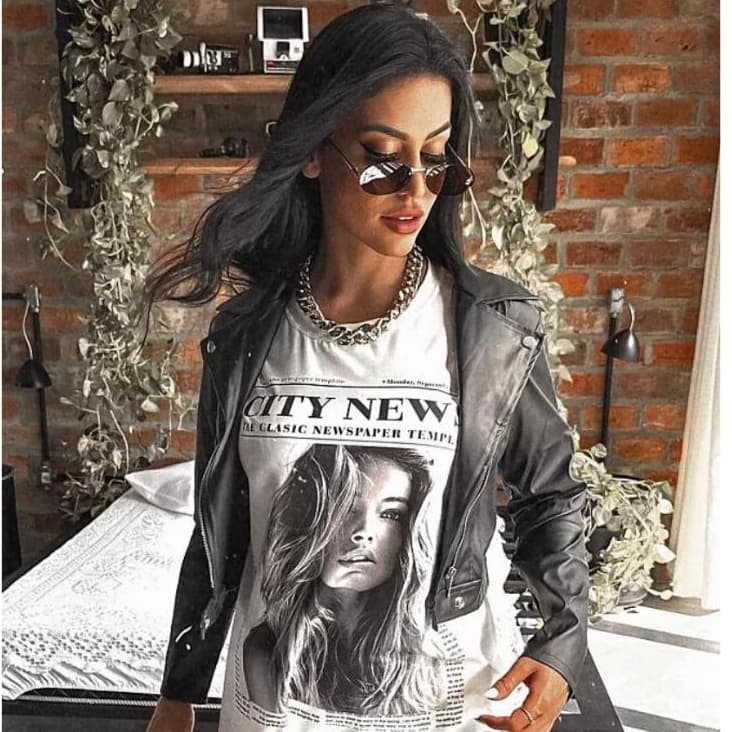 Camiseta Feminina Max Oversized Algodão Moda Griga