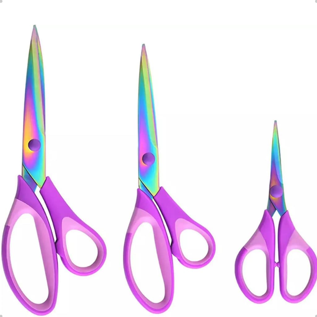 Kit 3 Tesouras Profissionais Corte Costura Tianium Artesanato Kit 3 pç Tesoura Artesanato e Tecido