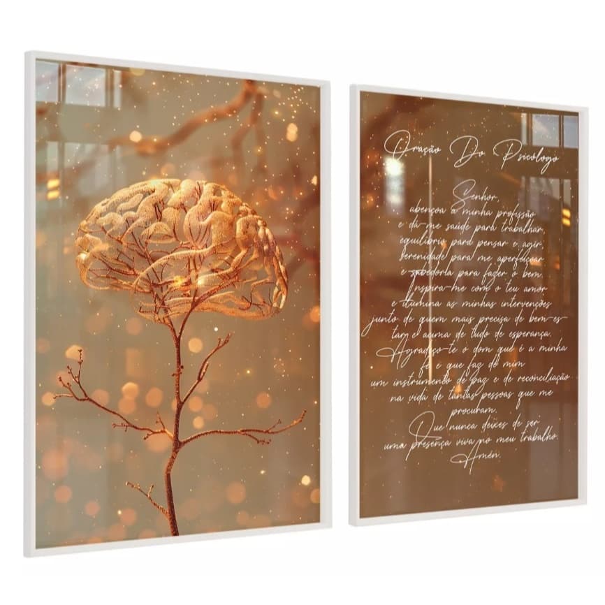 Kit 2 Peças Quadro Decorativo Psicologia Perfeita Para Mudar E Dar Brilho Seu Consultório Ou Clínica