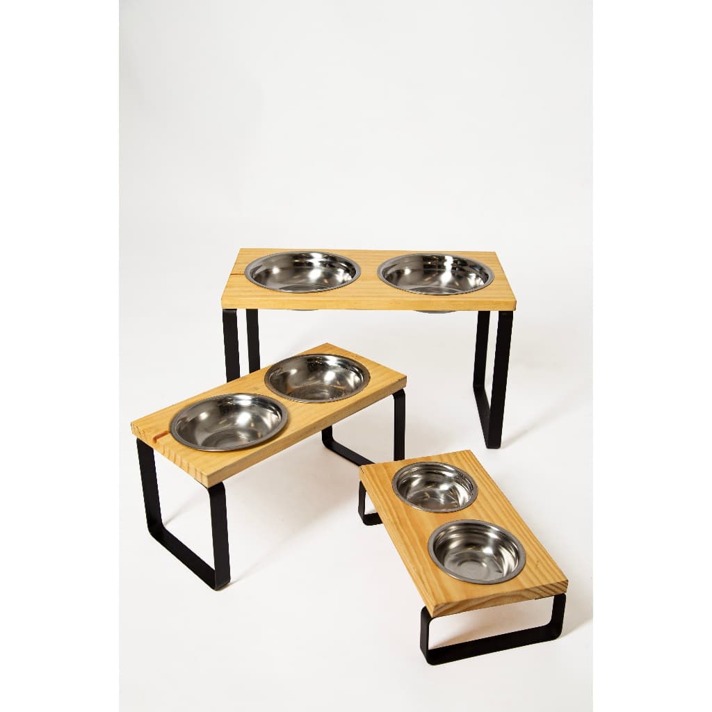 Suporte Duplo Elevado Comedouro Bebedouro Alimentador Pet Cachorro Gato Comedor Pote Inox Tigela