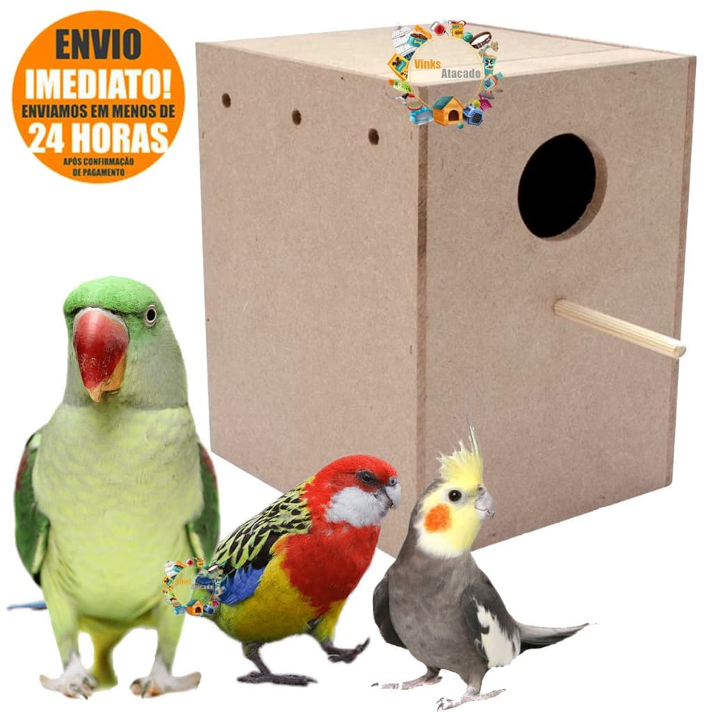 Ninho Vertical Madeira MDF Pstacídeos Para Calopsita Ring Neck Rosela Red Rumped Agapornis Gaiola Viveiro