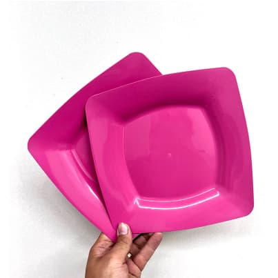 Kit C/10 Pratos Quadrado de Plástico p/ Lanches, Petiscos e outras Refeições  Reforçado