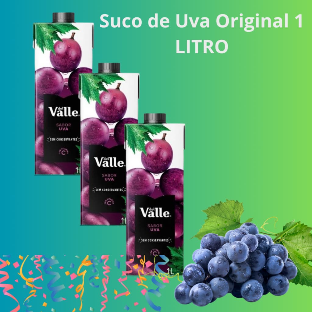 Suco Del Valle Uva Original-1Litro-Tetrapack KIT 03 UNIDADES