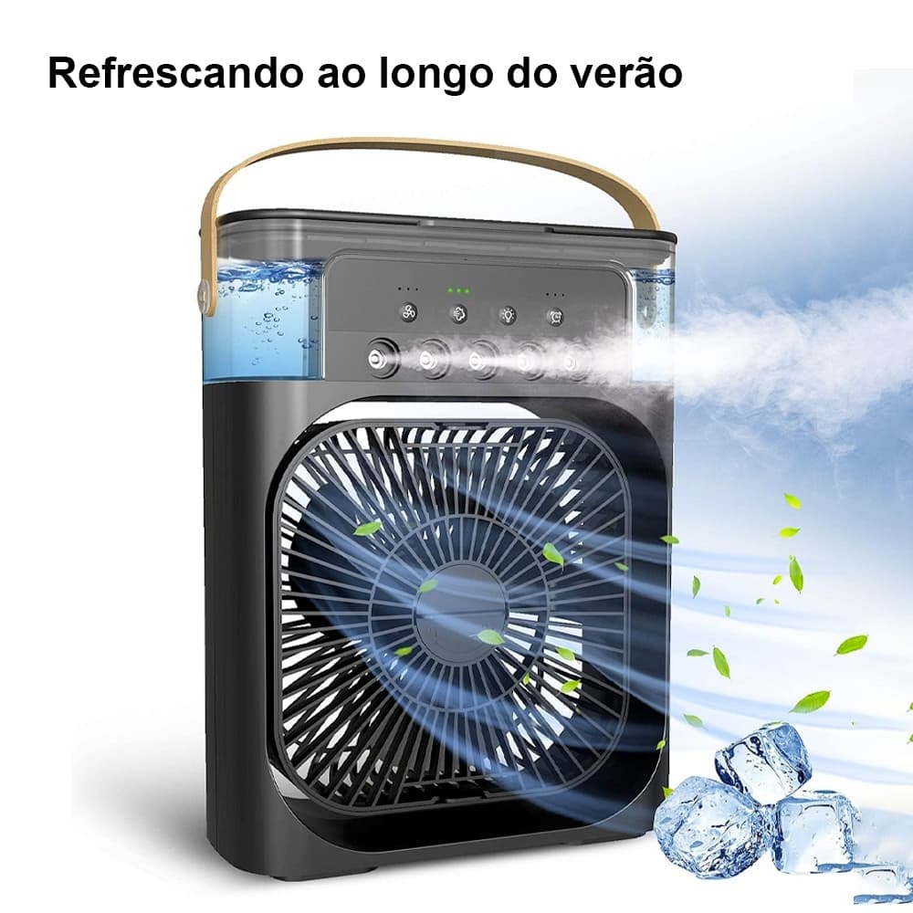 Ventilador Refrigerador De Ar Condicionado Umidificador USB Portátil Com Led Reservatório De Água