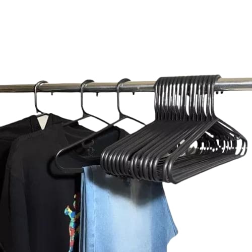 Kit 50 Cabides Preto 8mm Adulto Reforçado Organizador Para Casas e Lojas