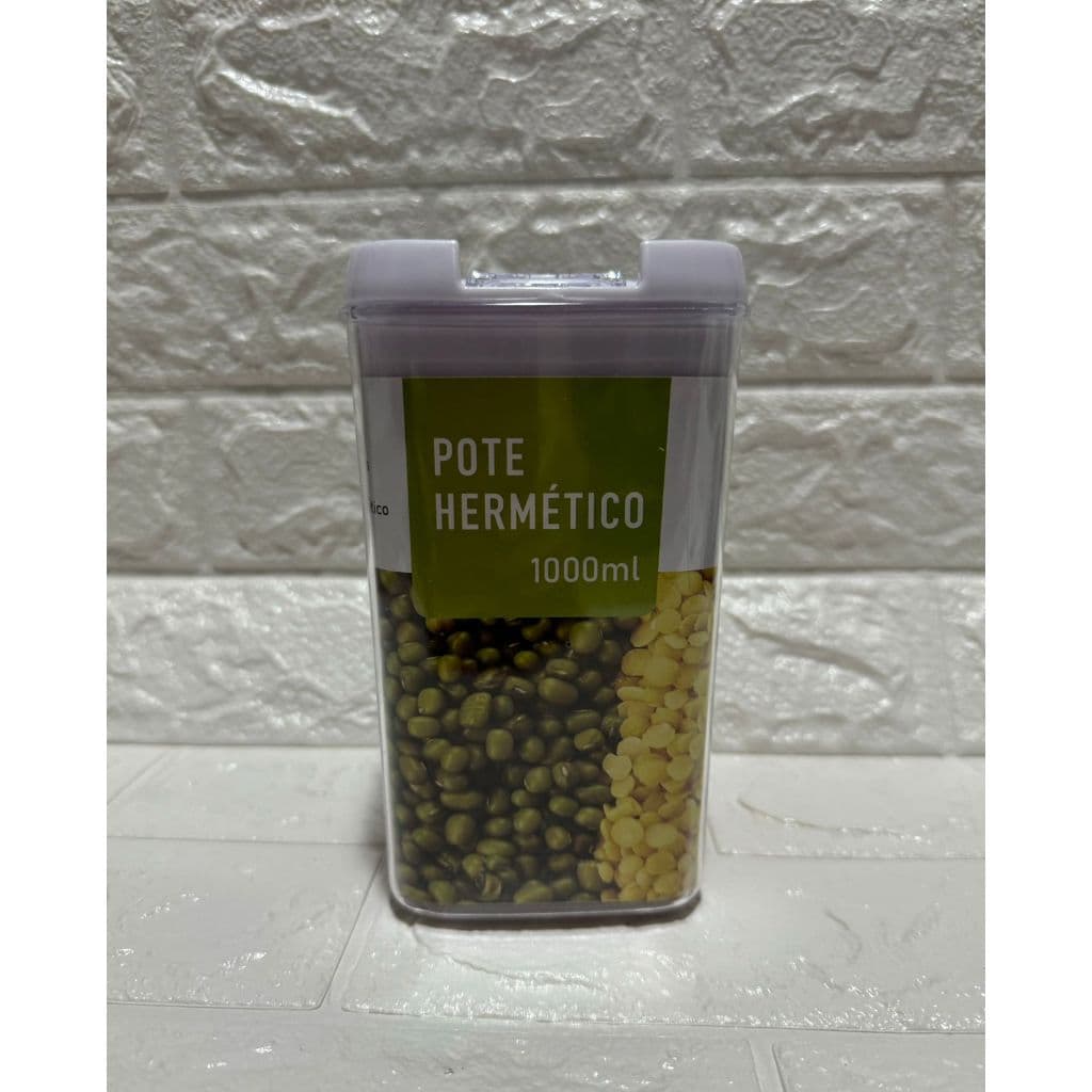 Pote Hermético Quadrado Acrílico Mantimentos Organiza Cozinha Tampa 1 litro