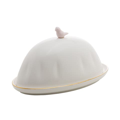 Manteigueira de Porcelana Birds 16x10x9cm Wolff